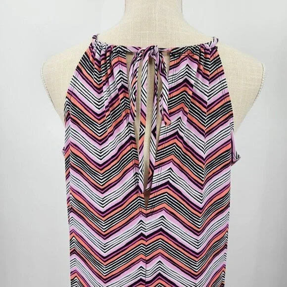 Trina Turk Milian 2 Chevron Maxi Dress Purple Women's XS Preppy Beach Summer - Picture 6 of 14